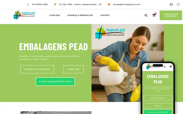 Página inicial do site remodelado da Markaplast